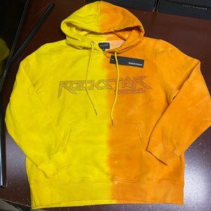 Rockstar Mens Yellow Orange Blade Graphic Long Sleeves Pullover Hoodie Size XL